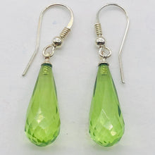 Load image into Gallery viewer, Amber Faceted Sterling Silver Earrings | 2 1/4" Long | Green | 1 Pair |