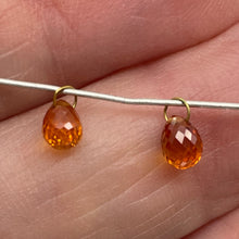 Load image into Gallery viewer, Fiery Orange Sapphire 18K Briolette Bead Pendant Pair | 5x4mm | 1.65tcs | 2 |
