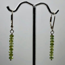 Load image into Gallery viewer, Untreated Green Sapphire Sterling Silver Roundel 9 Bead Earrings | 1 1/2" Long |