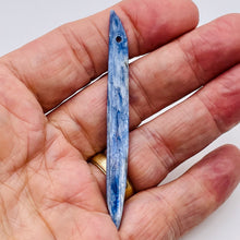 Load image into Gallery viewer, Kyanite 5.28g Spear Pendant Bead | 79x8x3mm | Blue Silver | 1 Bead |