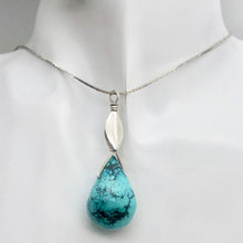 Load image into Gallery viewer, Natural Blue Turquoise and Sterling Silver Earrings And Pendant Set