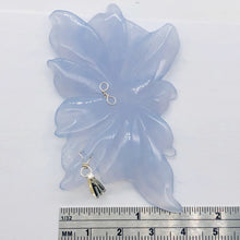 Load image into Gallery viewer, Hand Carved Blue Chalcedony Flower Sterling Silver Pendant! | 2 1/2" Long |