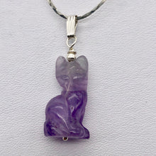Load image into Gallery viewer, Adorable! Amethyst Cat Sterling Silver Pendant