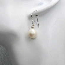 Load image into Gallery viewer, Pearl Dangle Sterling Silver Earrings |1.25" Long | Satin White |
