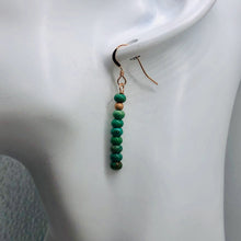 Load image into Gallery viewer, Unique Natural USA Green Turquoise 14K Rose Gold Filled Earrings | 1 1/2" Long |