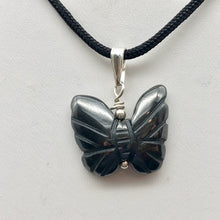 Load image into Gallery viewer, Flutter Carved Hematite Butterfly and Sterling Silver Pendant 509256HMS - PremiumBead Alternate Image 9
