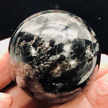 Load image into Gallery viewer, Arfvedsonite Scry Sphere Round | 2" | Black/Silver | 1 Sphere |