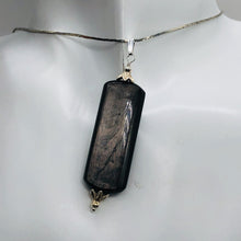 Load image into Gallery viewer, Hypersthene, Flat Rounded Rectangle Dangle Pendant| 2 1/2 ' Long | Black/Silver|