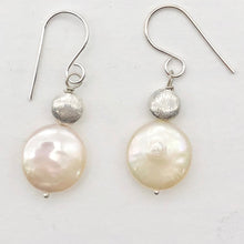 Load image into Gallery viewer, Natural Peach Coin FW Pearl Drop/Dangle | 1 3/8" Long | Peach | 1 Earrings