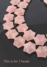 Load image into Gallery viewer, 3 Carved Rose Quartz 6-Point 16x9mm Star Beads 9245RQ | 16x9mm | Pink - PremiumBead Primary Image 1
