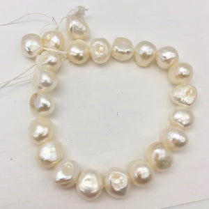 Baroque Creamy White FW Pearl 8" Strand| 9.5x9x6 to 13x9x6mm| White| 21 Pearls | - PremiumBead Primary Image 1