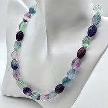Load image into Gallery viewer, Rare! Carved 14x10mm Oval Fluorite 13" Bead Strand! - PremiumBead Alternate Image 3