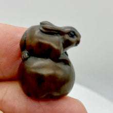 Load image into Gallery viewer, Hoppity Hop Carved Bunny Rabbit Teak Ojime Netsuke Bead | 25x18x18mm | Brown - PremiumBead Primary Image 1