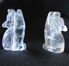 Load image into Gallery viewer, Howling New Moon 2 Carved Clear Quartz Wolf Coyote Beads | 21x11x8mm | Clear - PremiumBead Alternate Image 2