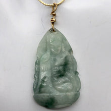 Load image into Gallery viewer, Precious Stone Jewelry Carved Quan Yin Pendant in Green White Jade and Gold - PremiumBead Alternate Image 4
