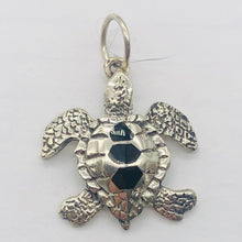 Load image into Gallery viewer, Turtle in Sterling Silver with Onyx Accent Pendant | 1 1/4" Long | Silver |