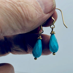 Charming Designer Natural Untreated Kingman Turquoise Earrings 14Kgf - PremiumBead Alternate Image 4