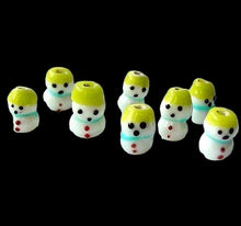 Load image into Gallery viewer, 8 Frosty Hand Made Lampwork Glass Snowmen Beads 8720