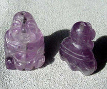 Load image into Gallery viewer, Intricately Hand Carved Amethyst Buddha Beads | 20x16x10-19x15x9mm | Purple