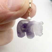 Load image into Gallery viewer, Natural Amethyst Carved Elephant 14Kgf Pendant | 20x16x9mm (Elephant) 4mm (Bail Opening) | Purple - PremiumBead Alternate Image 2
