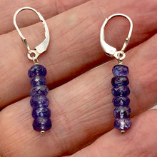 Load image into Gallery viewer, Tanzanite Faceted Roundel Bead Sterling Silver Earrings| 1.5" Long | Lever Back
