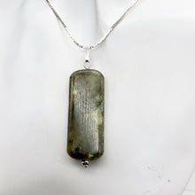 Load image into Gallery viewer, Fiery Green Labradorite & Sterling Silver Pendant | 2 1/8 Inch Long | - PremiumBead Alternate Image 3