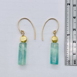 Fluorite 14K Gold Filled Drop/Dangle Earrings | 1 1/2" Long | Blue | 1 Pair |