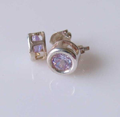 Shine 5mm Lilac Cubic Zircon Silver Earrings 10154F - PremiumBead Primary Image 1