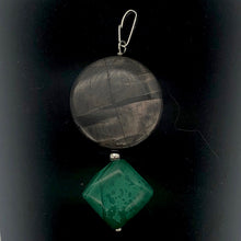 Load image into Gallery viewer, Hypersthene Bloodstone Pendant |1 7/8 inch long | Silver-black Green | Oval |