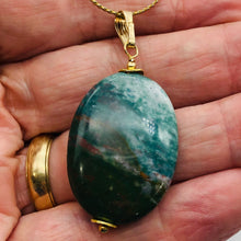 Load image into Gallery viewer, Rare Huge Bloodstone & 14K Gold Filled Oval Pendant | 2" Long |