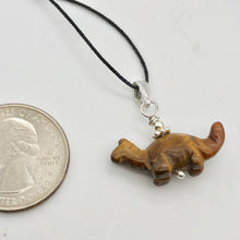 Load image into Gallery viewer, Tigereye Diplodocus Dinosaur with Sterling Silver Pendant 509259TES | 25x11.5x7.5mm (Diplodocus), 5.5mm (Bail Opening), 7/8" (Long) | Golden - PremiumBead Alternate Image 2