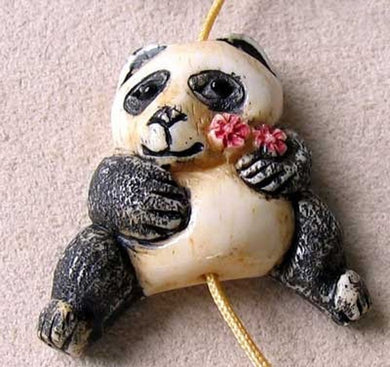 Adorable Hand Carved Panda Centerpiece Bead 10575C - PremiumBead Primary Image 1