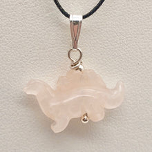 Load image into Gallery viewer, Pink Dinosaur Pendant Rose Quartz Stegosaurus and Silver Pendant 509258RQS | 21x11x8mm (Stegosaurus), 7.0mm (Bail Opening), 7/8" (Long) | Pink - PremiumBead Alternate Image 2
