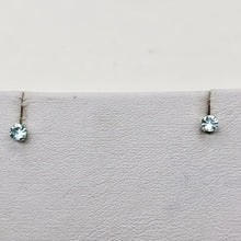 Load image into Gallery viewer, March Birthstone 3mm Created Aquamarine Sterling Silver Earrings - PremiumBead Alternate Image 3