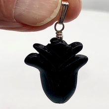 Load image into Gallery viewer, Obsidian Sterling Silver Rose Flower Pendant | 1 1/2" Long | Black | 1 Pendant |