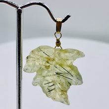 Load image into Gallery viewer, 14K Gold Filled Carved Prehnite Leaf Pendant | 2" Long | Green | 1 Pendant |