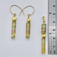 Load image into Gallery viewer, Yellow Fluorite Tube Earrings and Pendant Matched Set 14K Gold Filled Findings