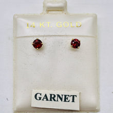 Load image into Gallery viewer, Garnet 14K Gold Faceted Round Post Earrings | 4mm | Red | 1 Pair |