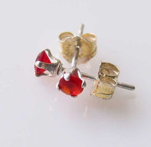 Load image into Gallery viewer, January! 3mm Created Garnet & Silver Earrings 10146A - PremiumBead Primary Image 1