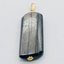 Load image into Gallery viewer, Hypersthene Rectangle Dangle 14K Gold Filled Pendant| 2 1/2" Long| Black/Silver|