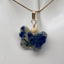 Load image into Gallery viewer, Semi Precious Stone Jewelry Flying Butterfly Pendant Necklace of Sodalite/Gold - PremiumBead Alternate Image 5
