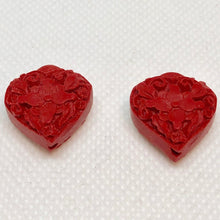 Load image into Gallery viewer, 3 Carved Red Cinnabar Orchid Heart Beads 6237 - PremiumBead Alternate Image 4