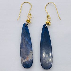 Sodalite 14K Gold Filled Teardrop | 3" Long | Blue/White | 1 Pair Earrings |