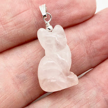 Load image into Gallery viewer, Adorable! Rose Quartz Cat & Solid Sterling Silver Pendant