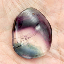 Load image into Gallery viewer, Purple/Clear/Teal Fluorite Freeform Pendant Bead! | 39x32mm | Purple | Oval | - PremiumBead Alternate Image 4