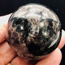 Load image into Gallery viewer, Arfvedsonite Scry Sphere Round | 2" | Black/Silver | 1 Sphere |