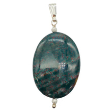 Load image into Gallery viewer, Rare Bloodstone Sterling Silver Oval Pendant with Quartz Crystal | 2" Long |