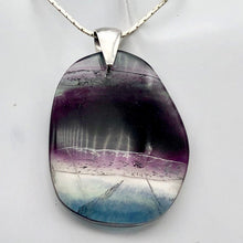 Load image into Gallery viewer, Fluorite Freeform Sterling Silver Pendant Dramatic| 1 3/4" | Purple/Teal |Oval | - PremiumBead Alternate Image 2