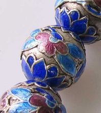 Load image into Gallery viewer, 1 Silver Cloisonne Flowers 15mm Round Bead 10592 - PremiumBead Primary Image 1