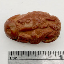 Load image into Gallery viewer, Hot Carved Swimming Fish Boxwood Ojime Netsuke Bead | 27x14mm | Brown